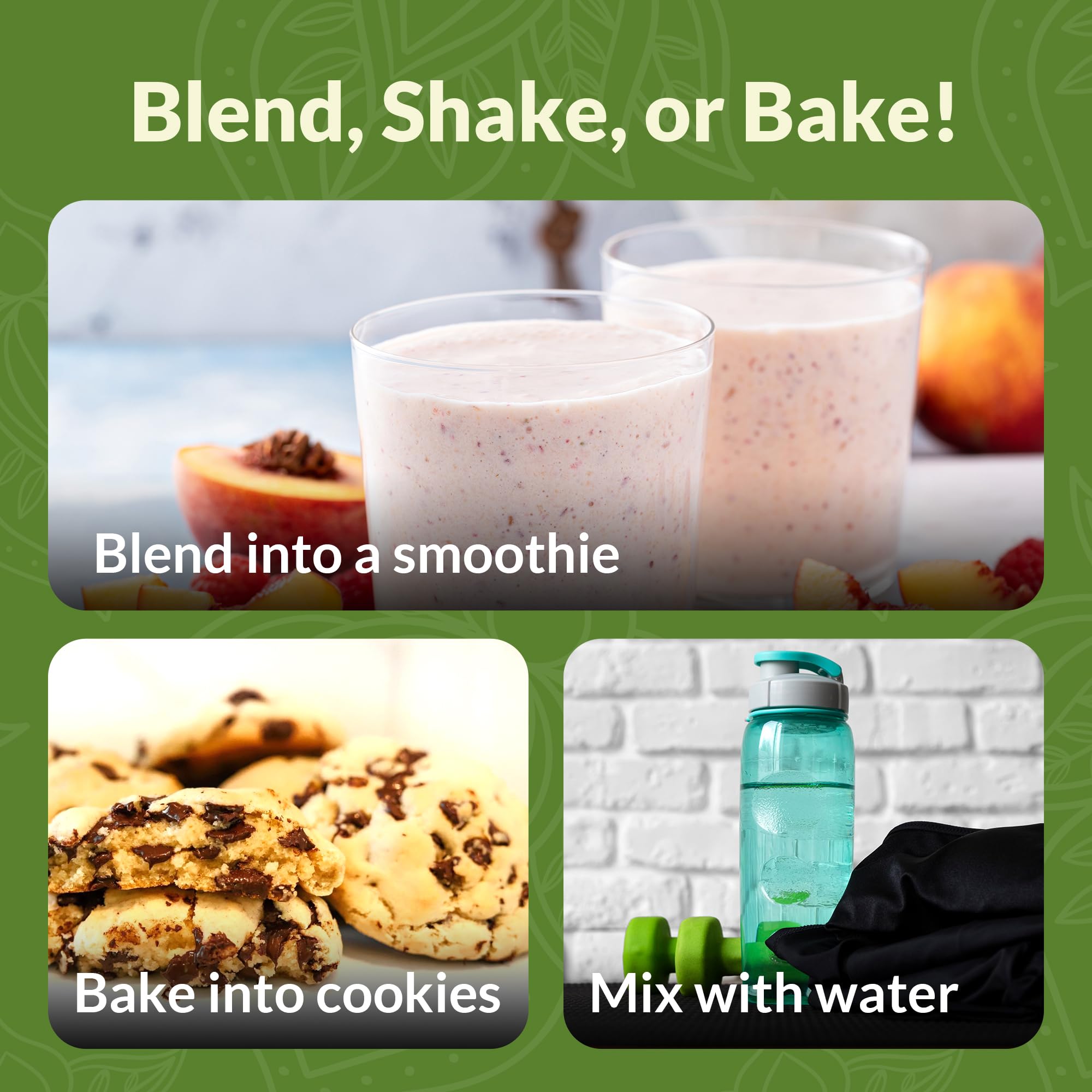 NutraPulse Matcha protein beside a glass of smoothie with 31g protein