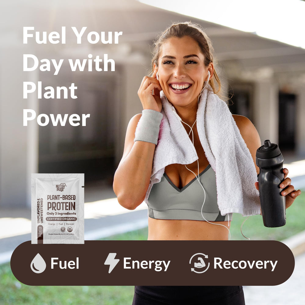 NutraPulse Organic Vegan Protein Powder tub pour for versatile smoothies and recipes