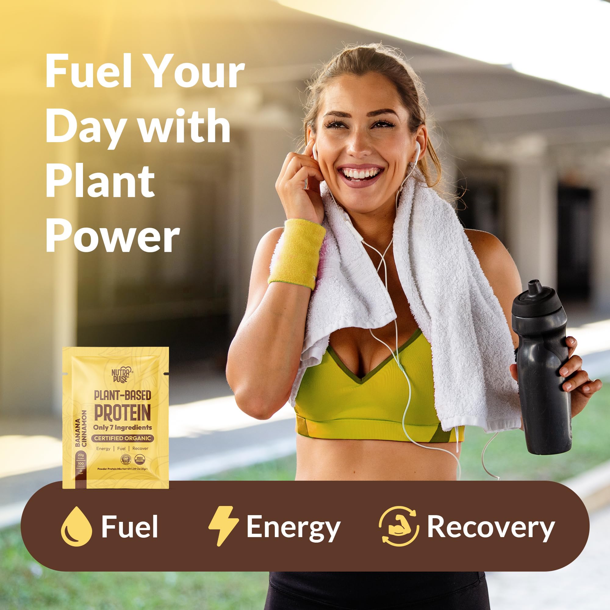 NUTRAPULSE single-serve packets with banana cinnamon ideal for quick smoothies.