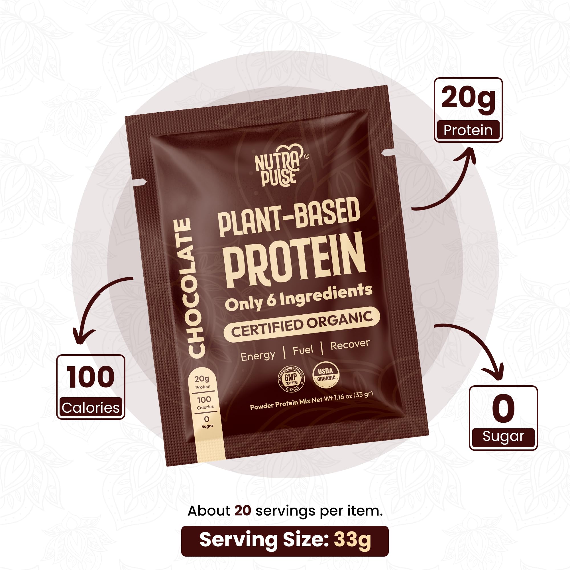 NutraPulse ingredients list featuring pea and rice protein sources