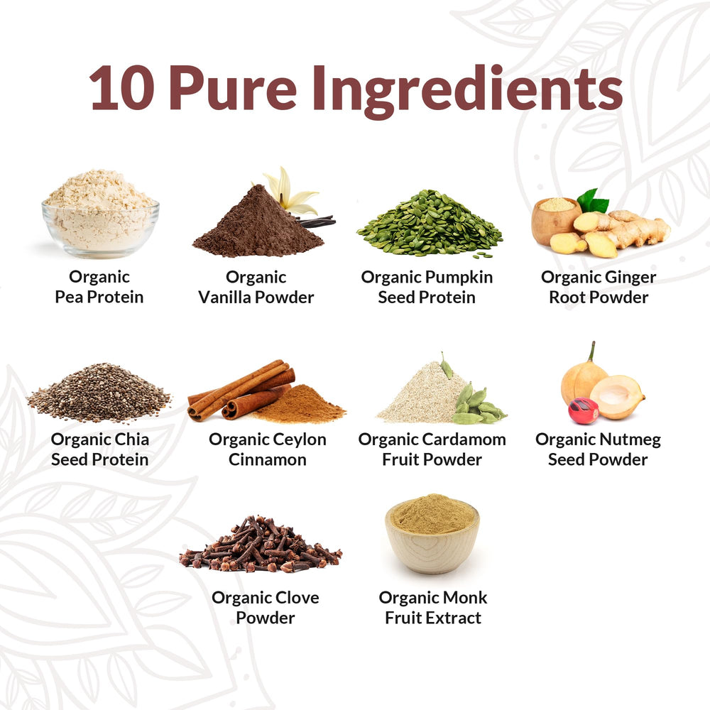 NUTRAPULSE Vanilla Chai protein powder mixed into oats for an energy boost.