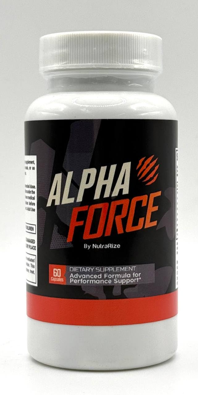 NutraRize Alpha Force bottle back reveals ingredients and usage guidance.