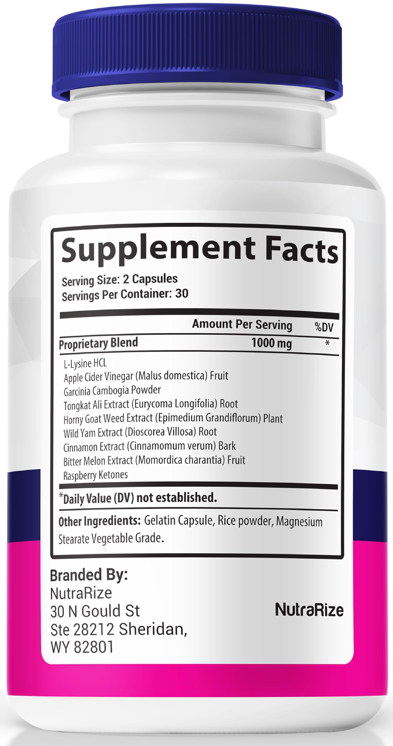 NutraRize EZ Prostate bottle back view with ingredient highlights