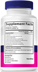 NutraRize EZ Prostate bottle back view with ingredient highlights