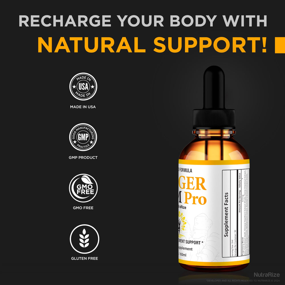 NutraRize Ginger Slim Pro Drops ginger essence detail in product image.