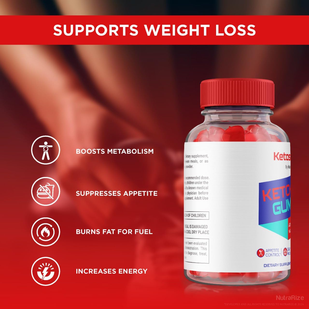 NutraRize Ketosophy ACV gummies hands holding the product for on-the-go snacking.