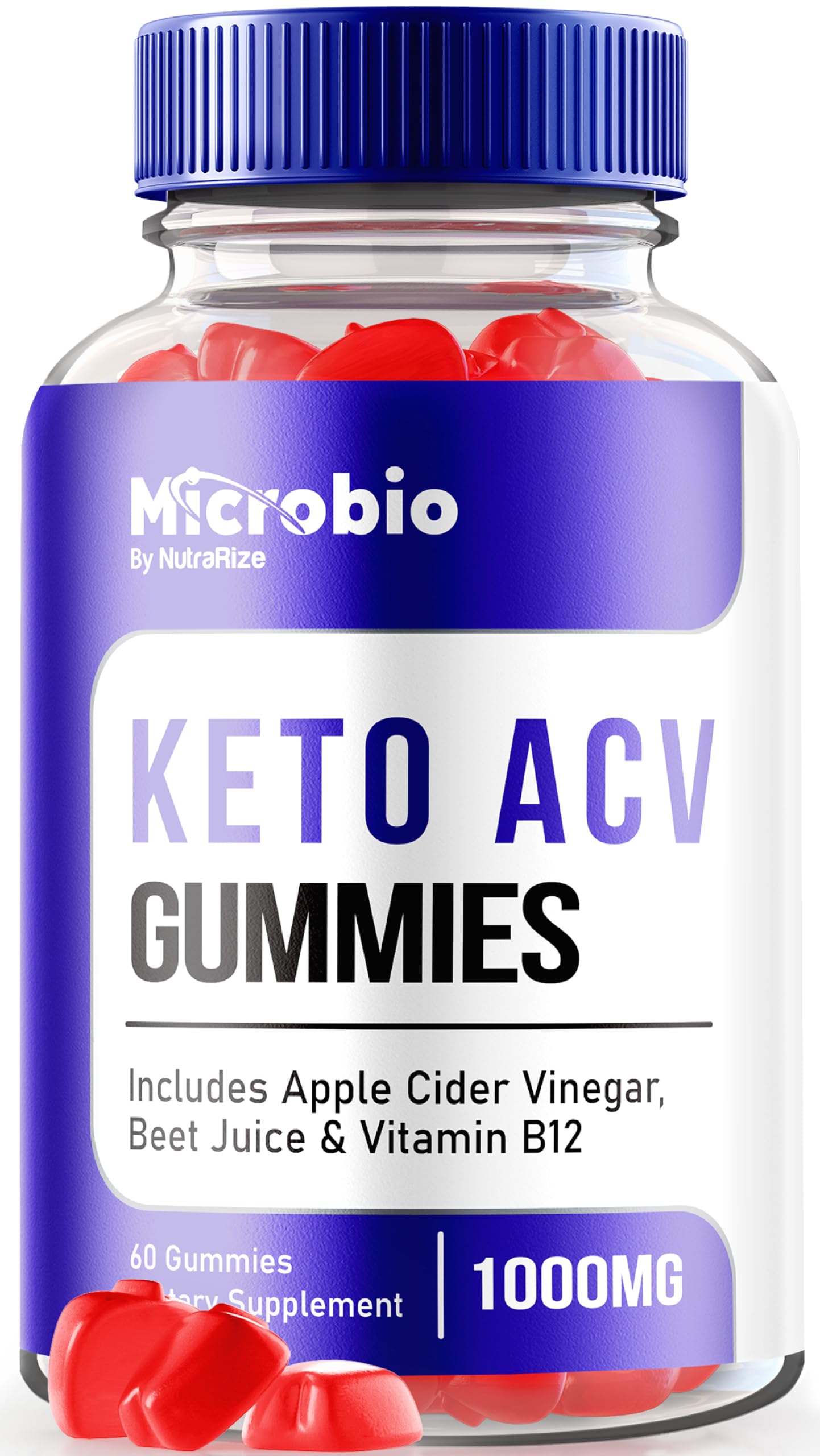 NutraRize MicroBio Keto ACV Gummies bottle front view for convenient daily use.