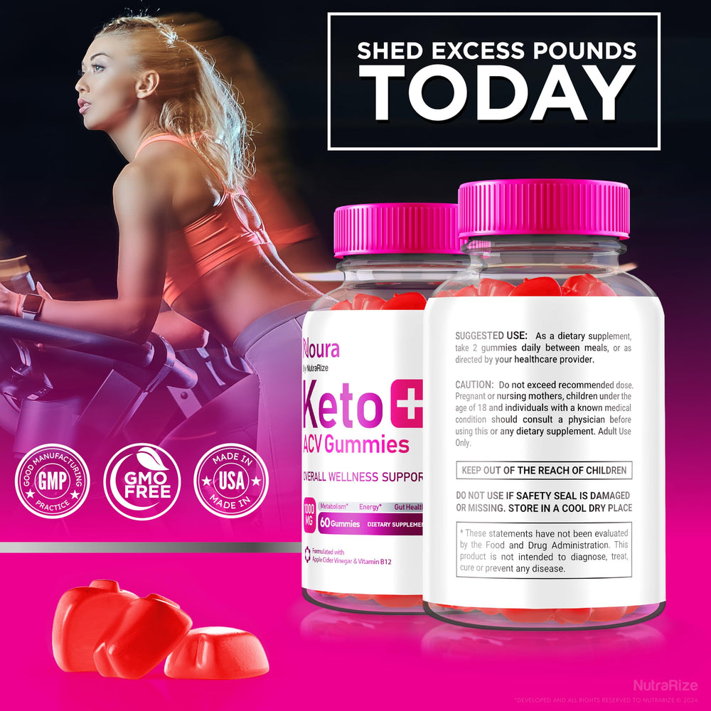 NutraRize Noura Keto ACV Gummies nutrition facts closeup