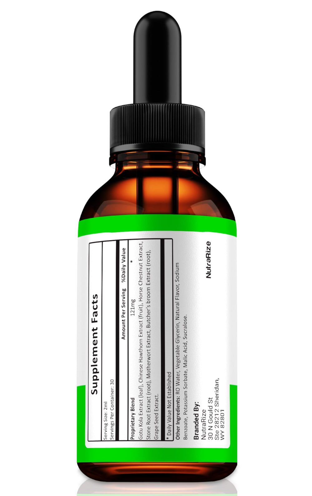 NutraRize Power Drops bottle closeup highlighting clear liquid formula for fast absorption