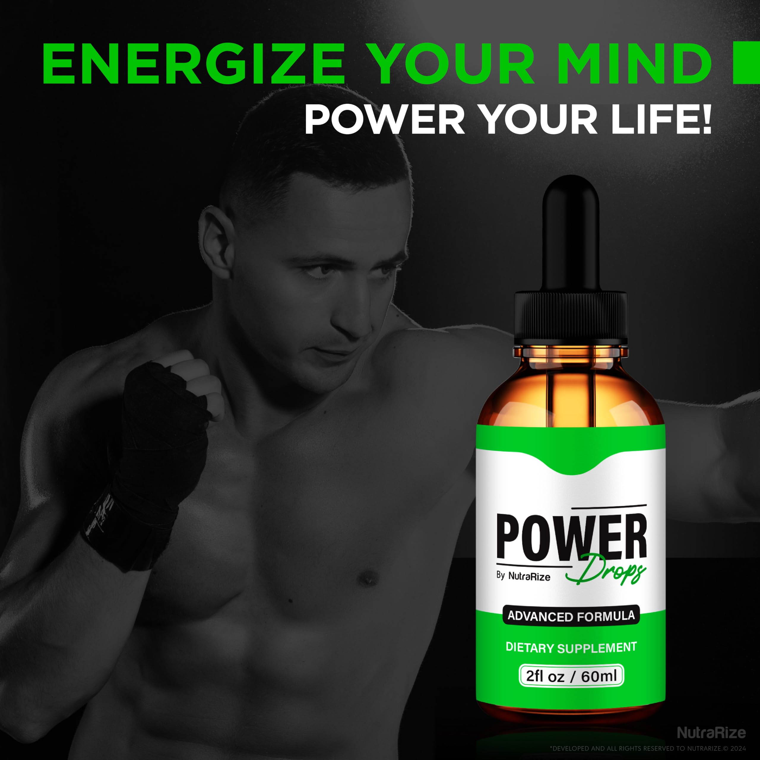 NutraRize Power Drops measuring-pour demonstrates easy daily use