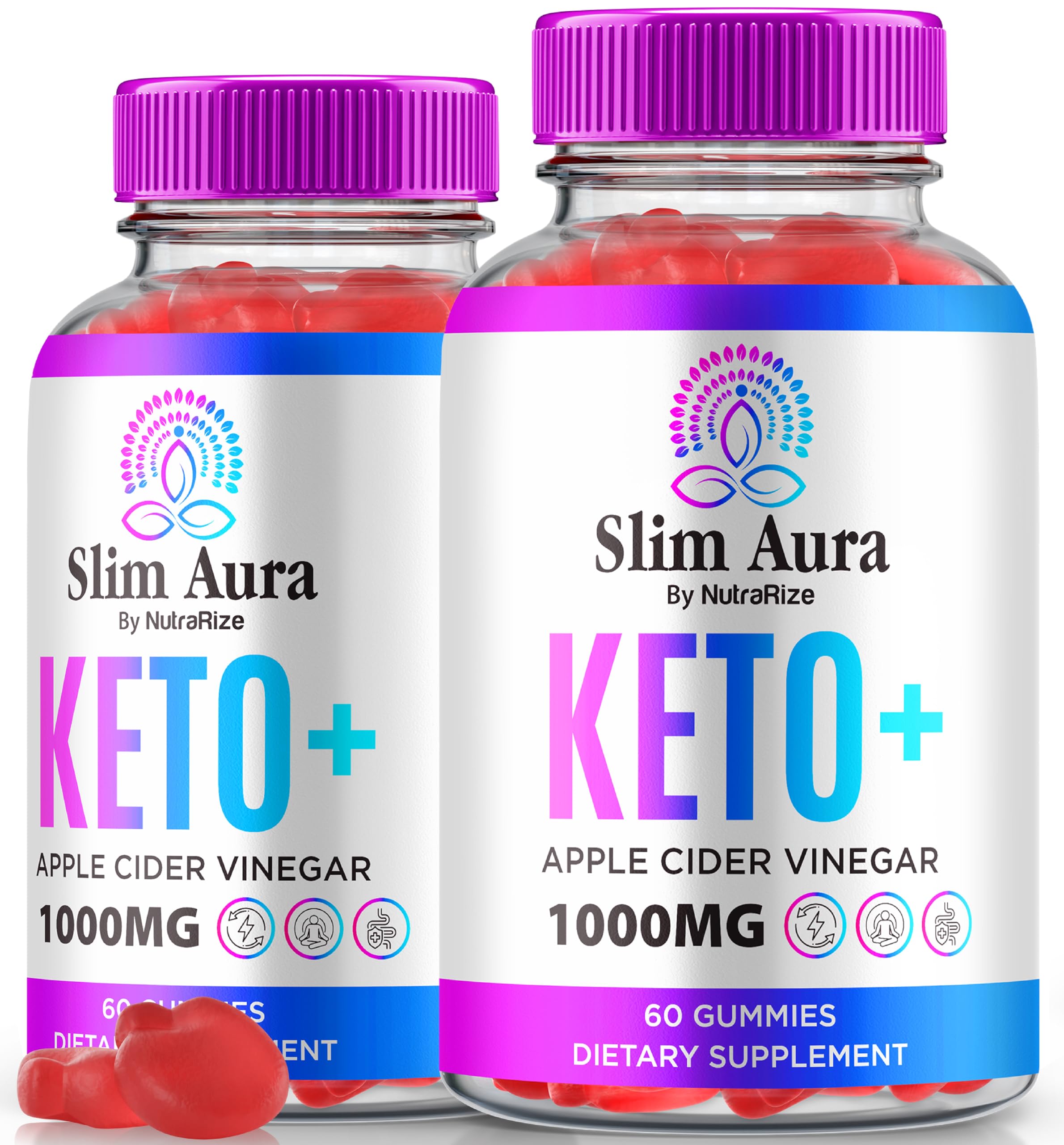 NutraRize Slim Aura Keto ACV Gummies bottle showcasing keto-friendly formula.