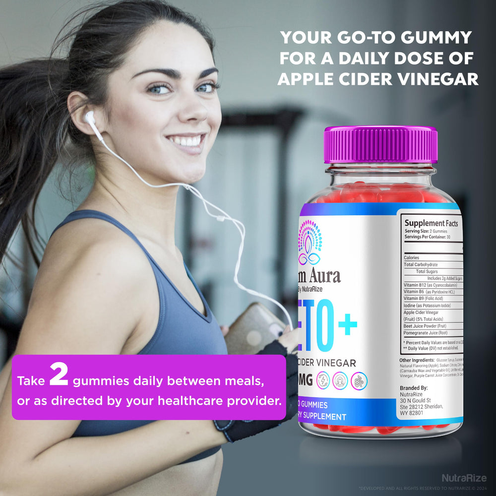NutraRize Slim Aura Keto ACV Gummies close-up of chewy texture.