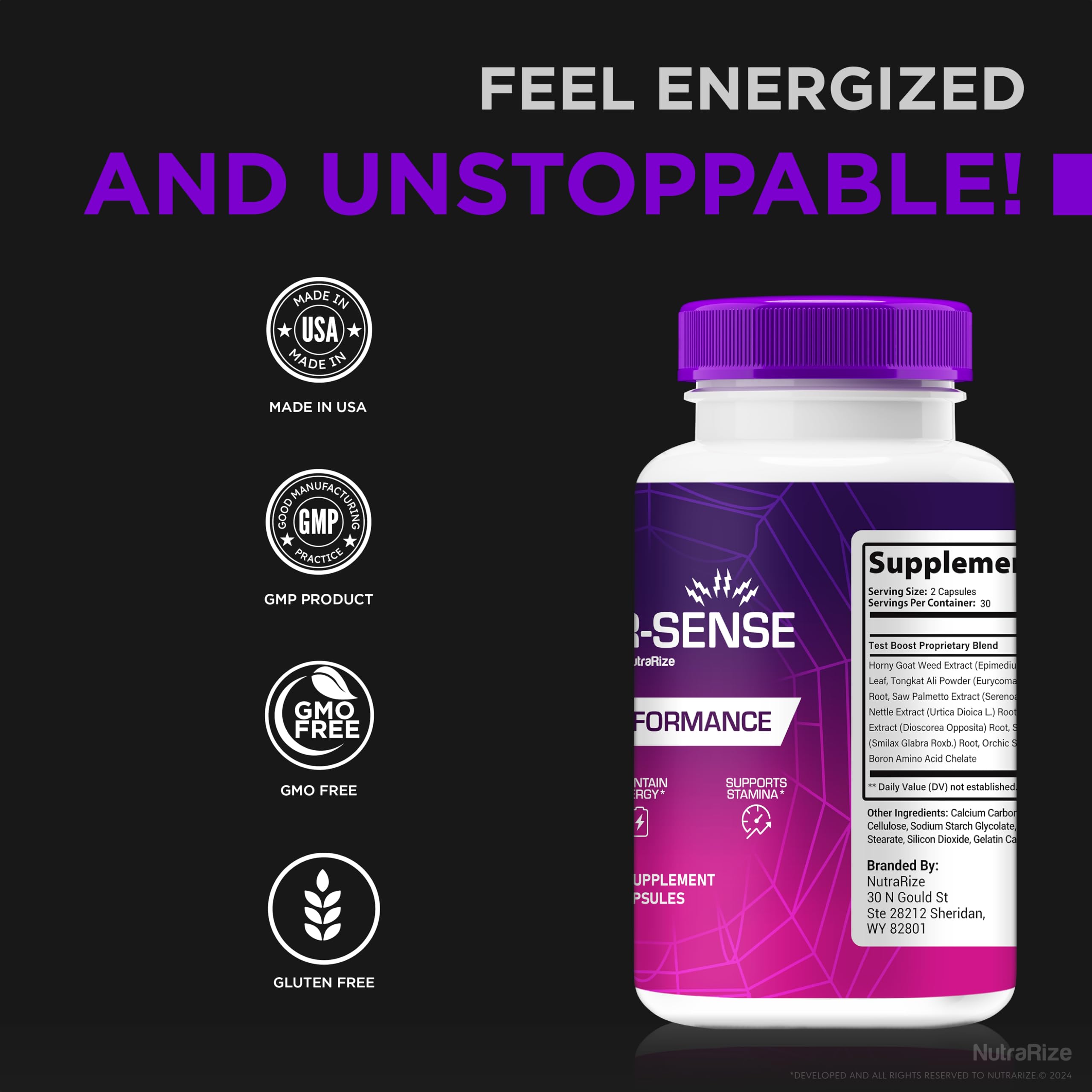 NutraRize Spider-Sense label front conveys trust and clear dosing information