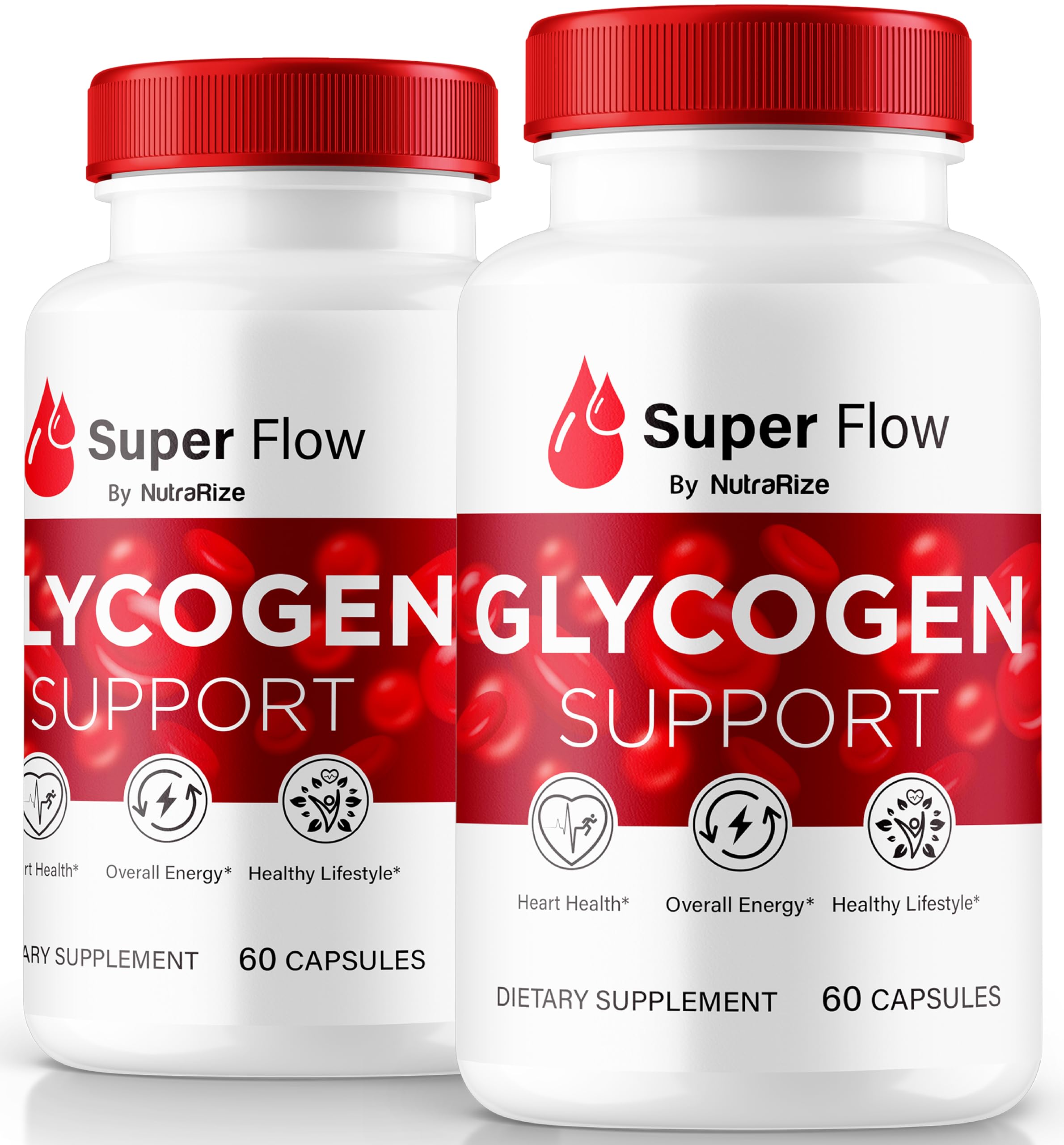NutraRize SuperFlow Glycogen bottle front for daily energy support.