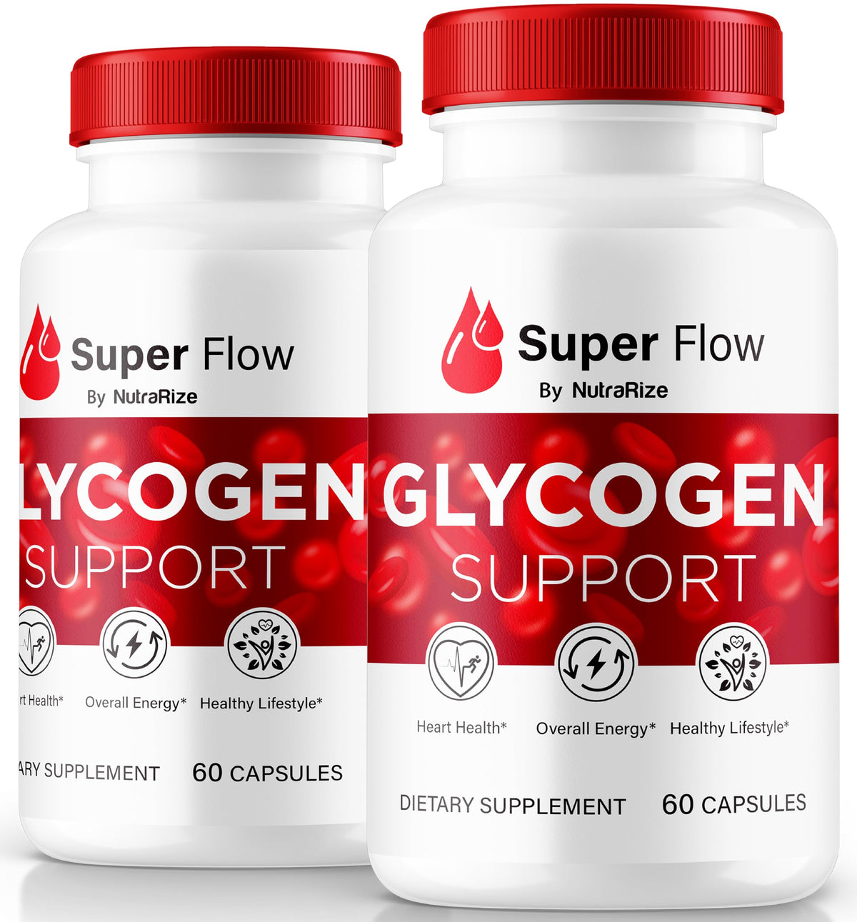 NutraRize SuperFlow Glycogen bottle front for daily energy support.
