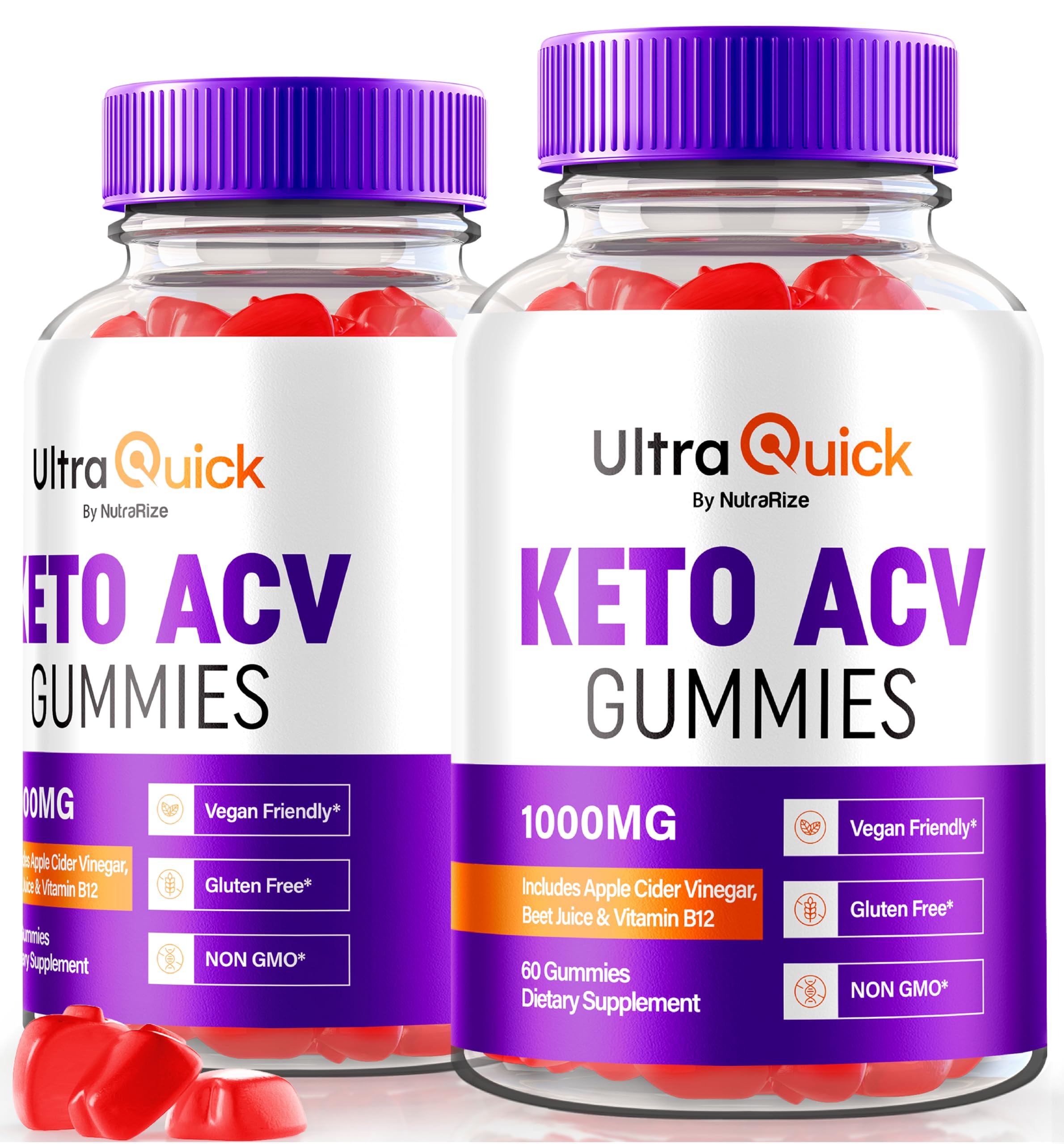 NutraRize Ultra Quick Keto ACV Gummies two-pack hero for on-the-go routines.