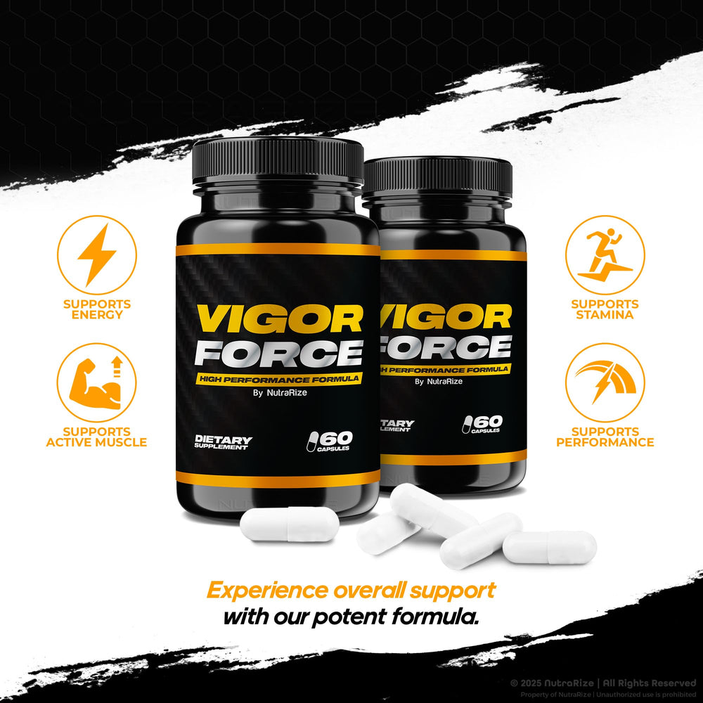NutraRize Vigor Force tablets inside blur highlight convenient capsule format