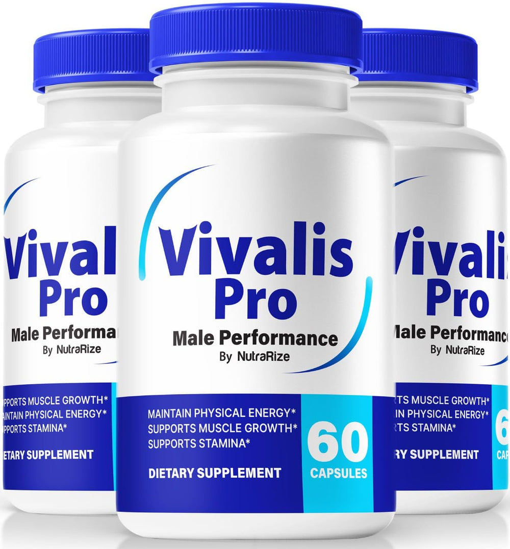 NutraRize Vivalis Pro pills bottle front with energy-boosting formula for active days.