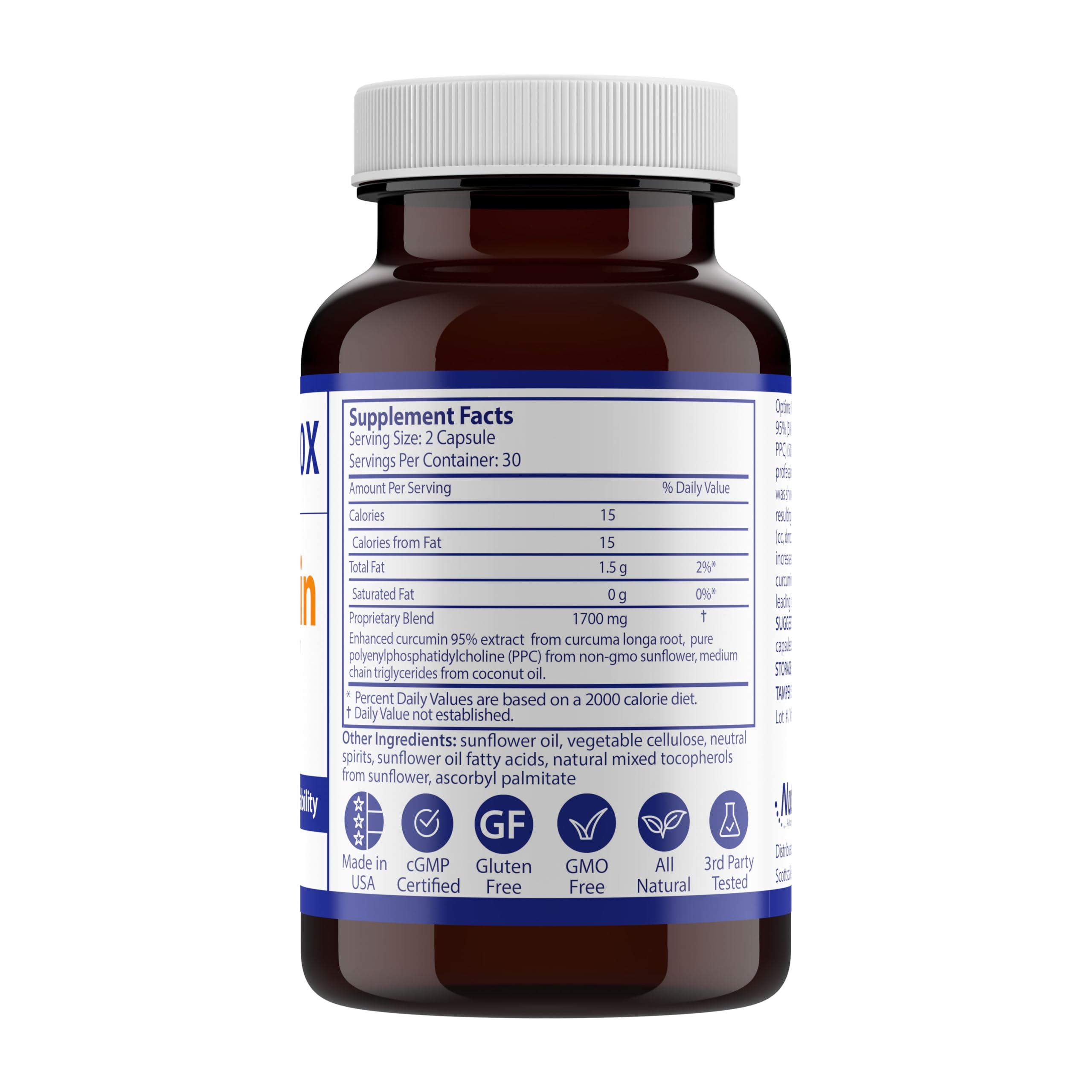 Nutrasal Optima 90X Curcumin capsules dispensing smoothly for easy daily dosing.