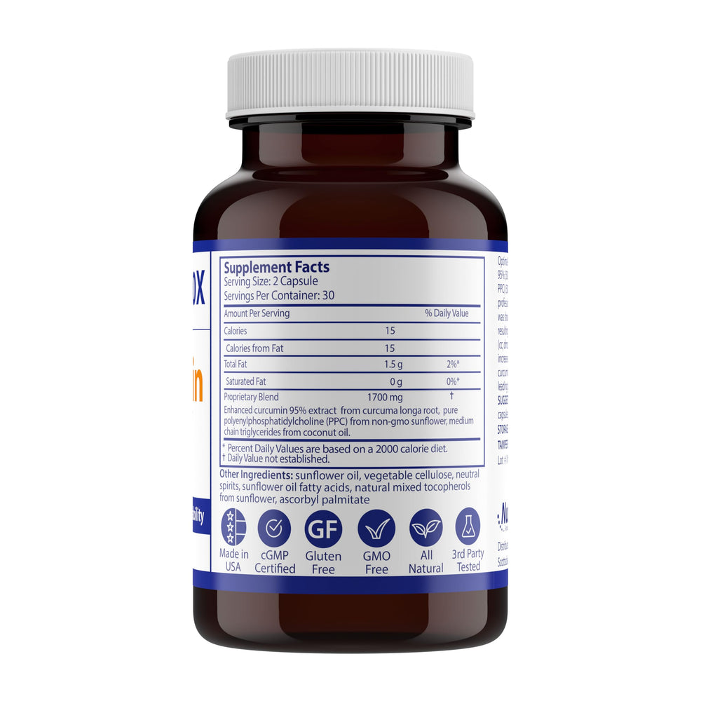 Nutrasal Optima 90X Curcumin capsules dispensing smoothly for easy daily dosing.