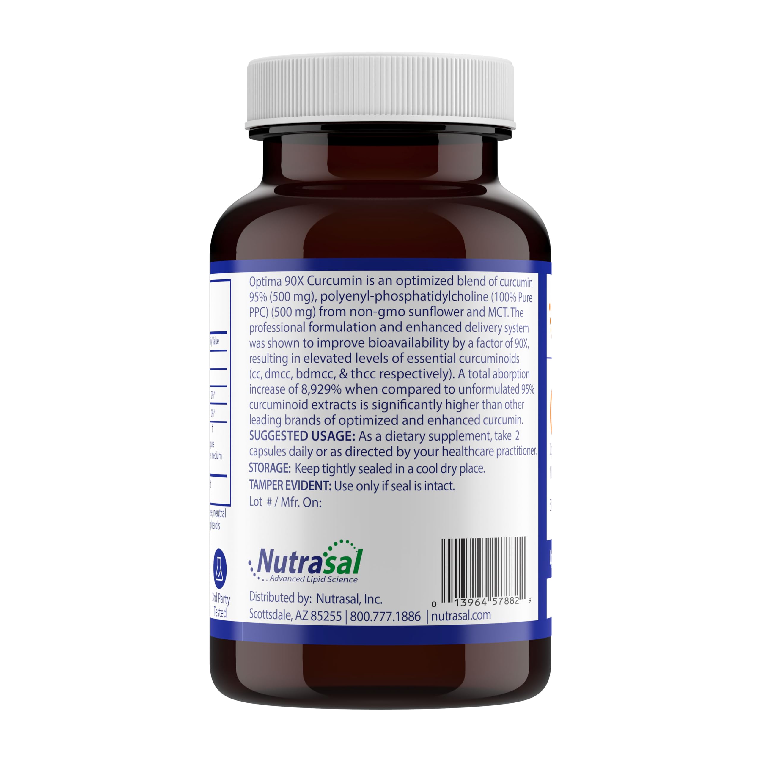 Nutrasal Optima 90X Curcumin PPC-MCT delivery system visual emphasizes enhanced bioavailability.