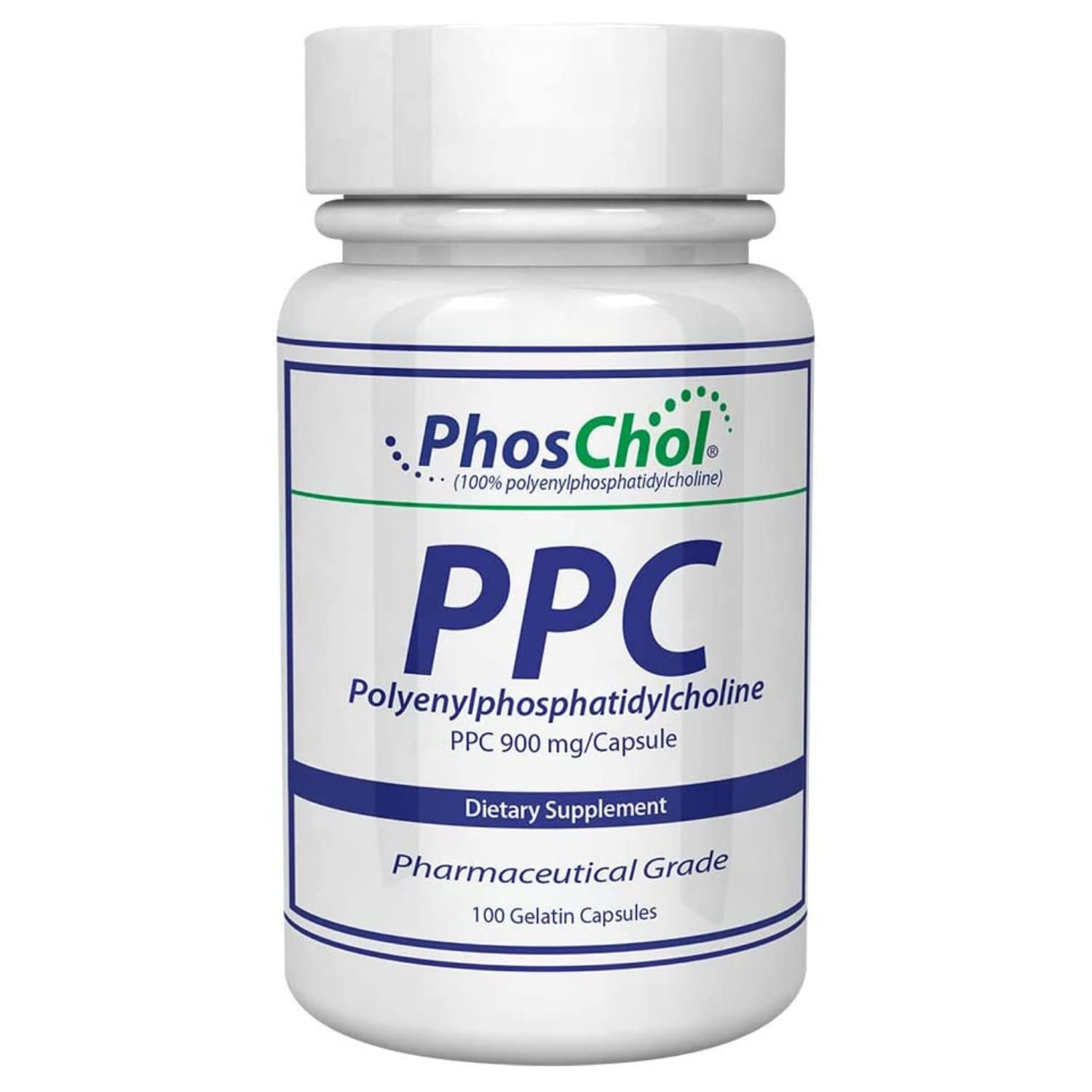 Nutrasal PhosChol PPC bottle front view showing 900 mg capsules for daily support