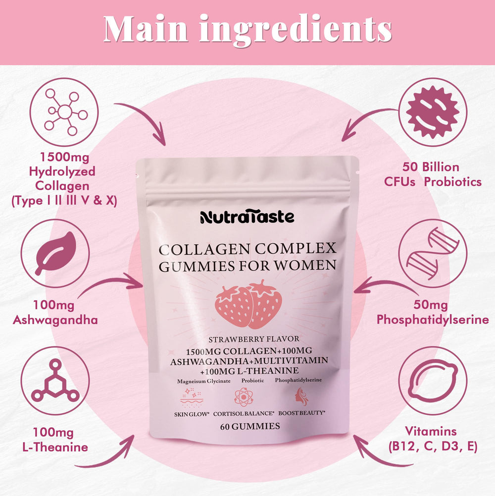 Nutrastaste collagen gummies close-up of strawberry flavor