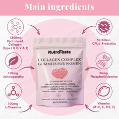Nutrastaste collagen gummies close-up of strawberry flavor