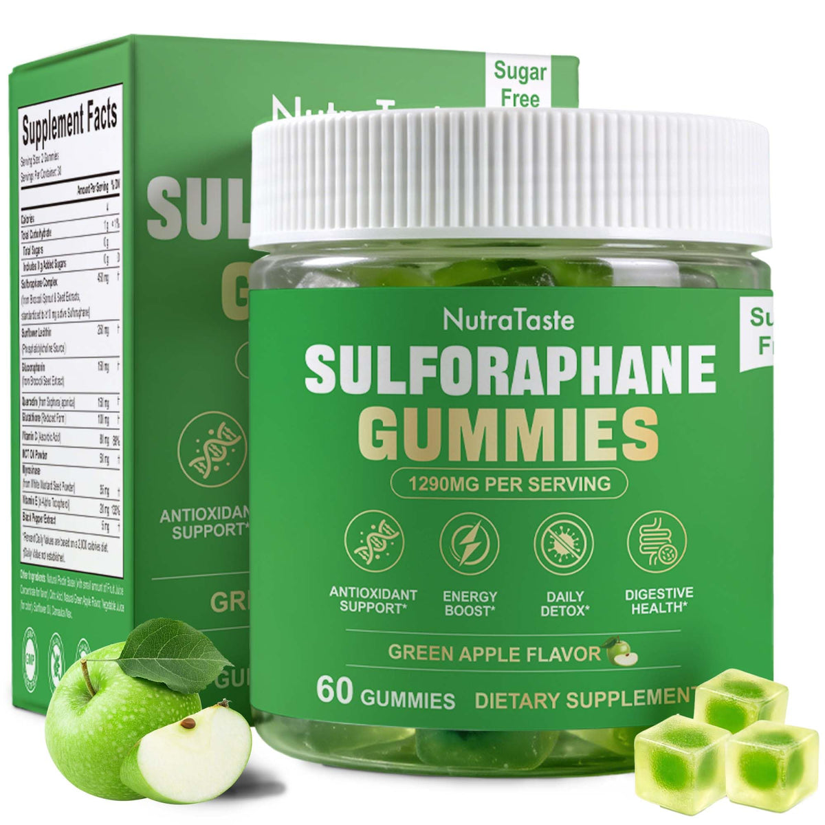 Nutrastaste Liposomal Sulforaphane bottle highlights enhanced delivery for daily wellness.