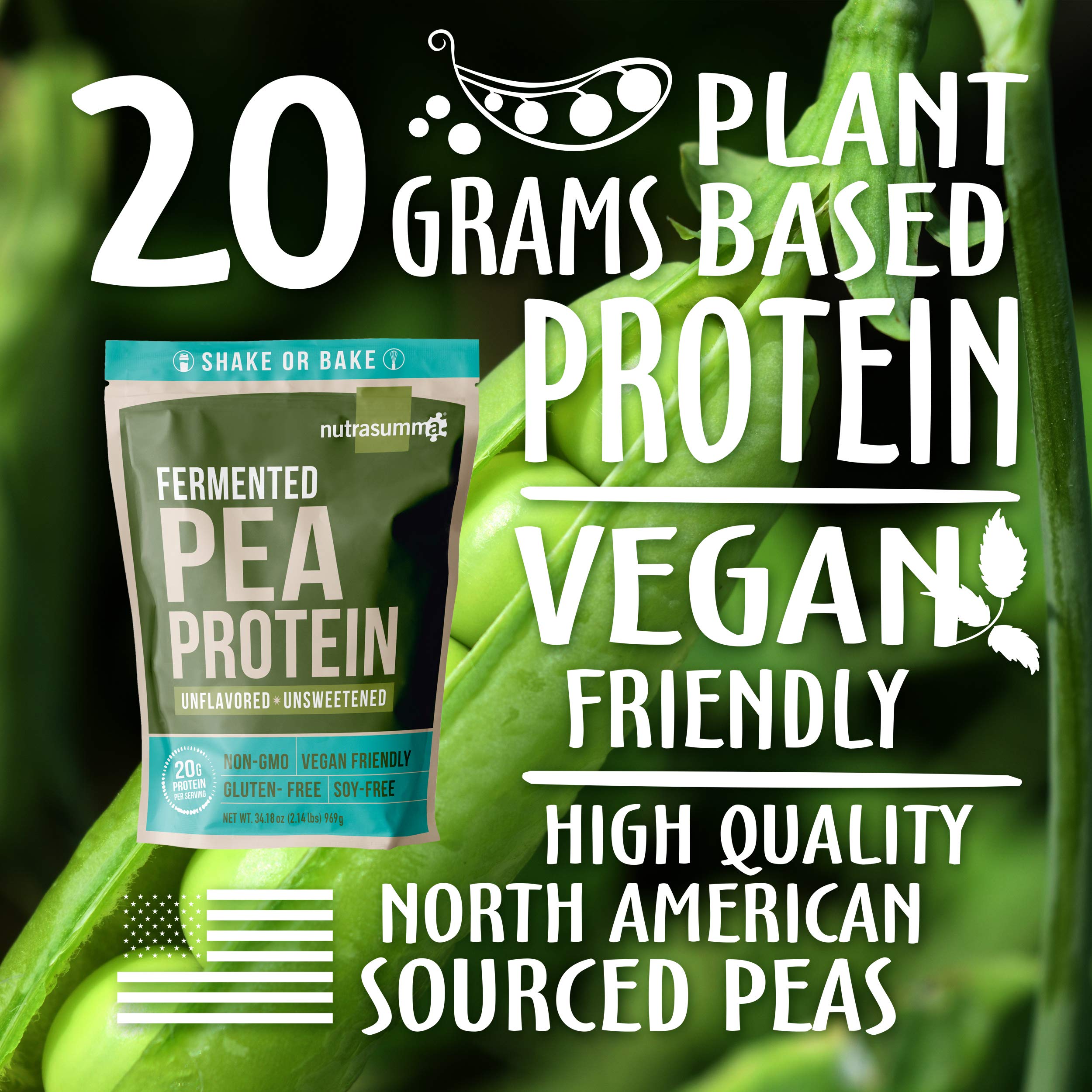Nutrasumma pea protein powder scoop ready for a quick shake.