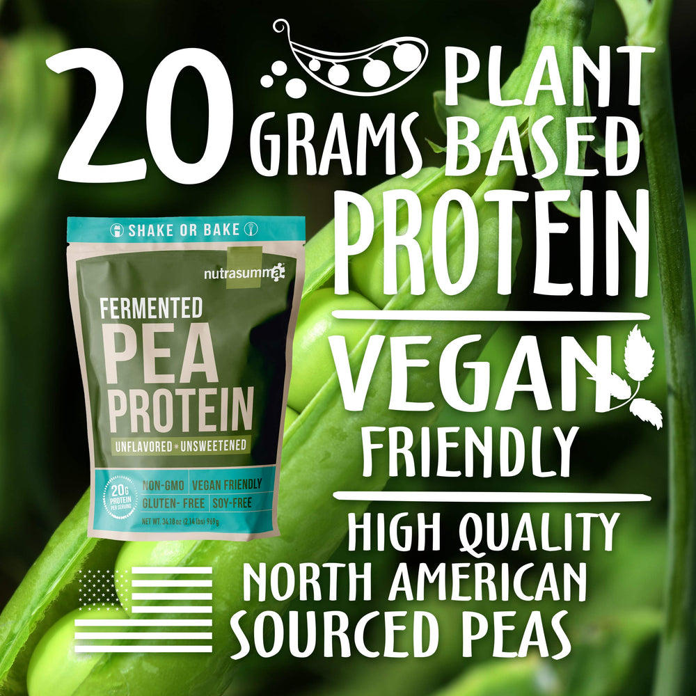 Nutrasumma pea protein powder scoop ready for a quick shake.