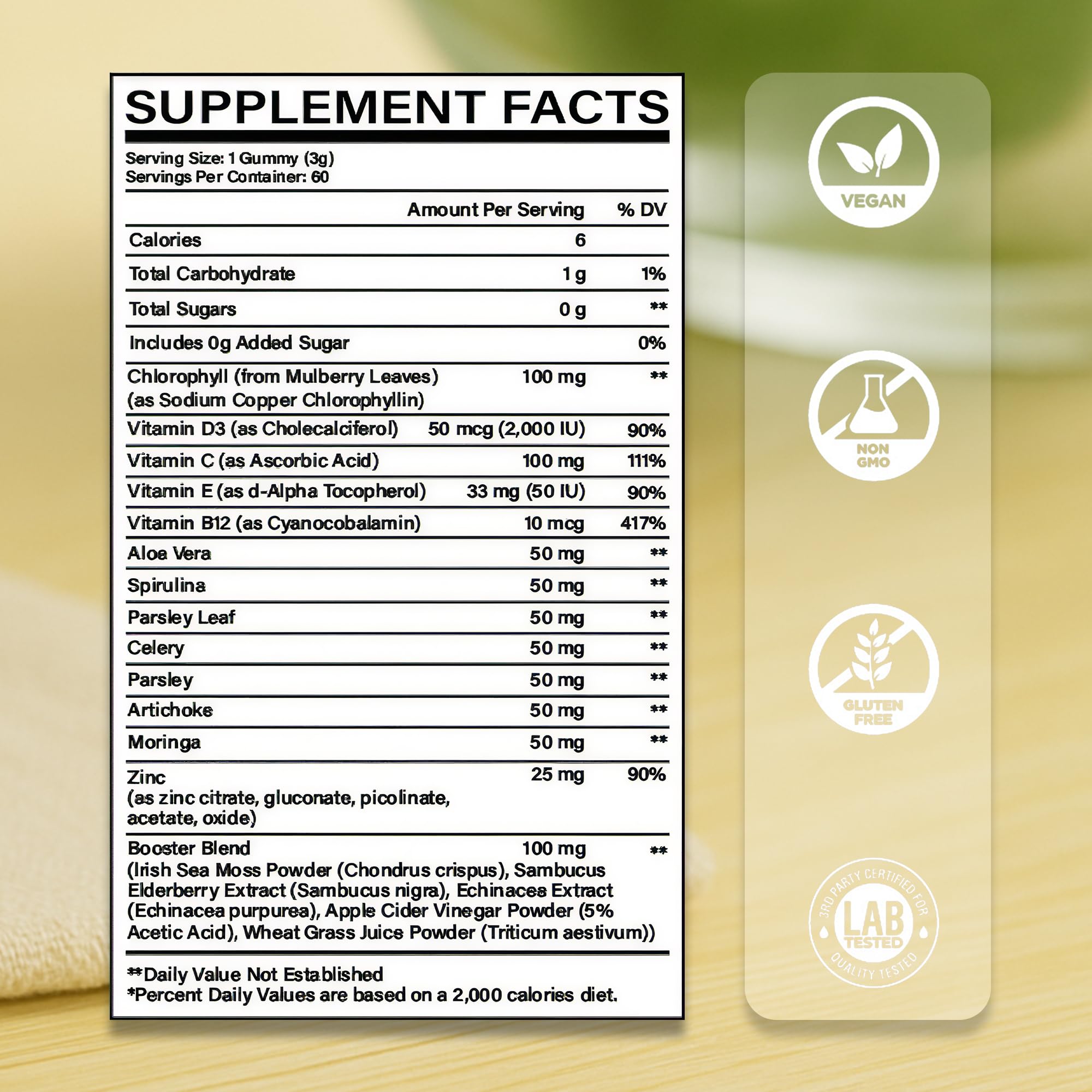 Nutrataste Chlorophyll Gummies green-apple gummies highlight tasty, sugar-free flavor