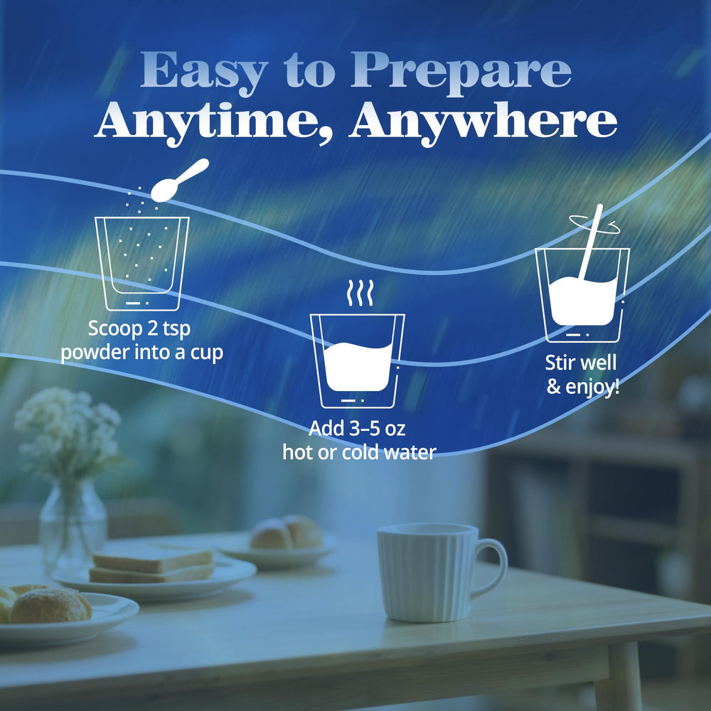 NUTRATASTE Easy-to-mix powder dissolves quickly in water for a quick wellness boost.