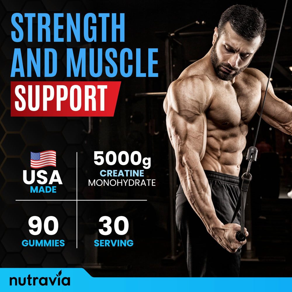 Nutravia blue raspberry flavor gummies with vibrant color and no chalky aftertaste