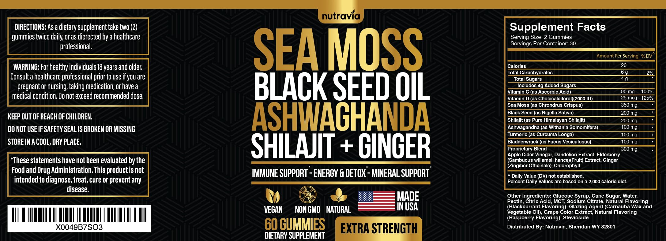 Nutravia Sea Moss Gummies elderberry-detail emphasizes flavorful immune-support element.