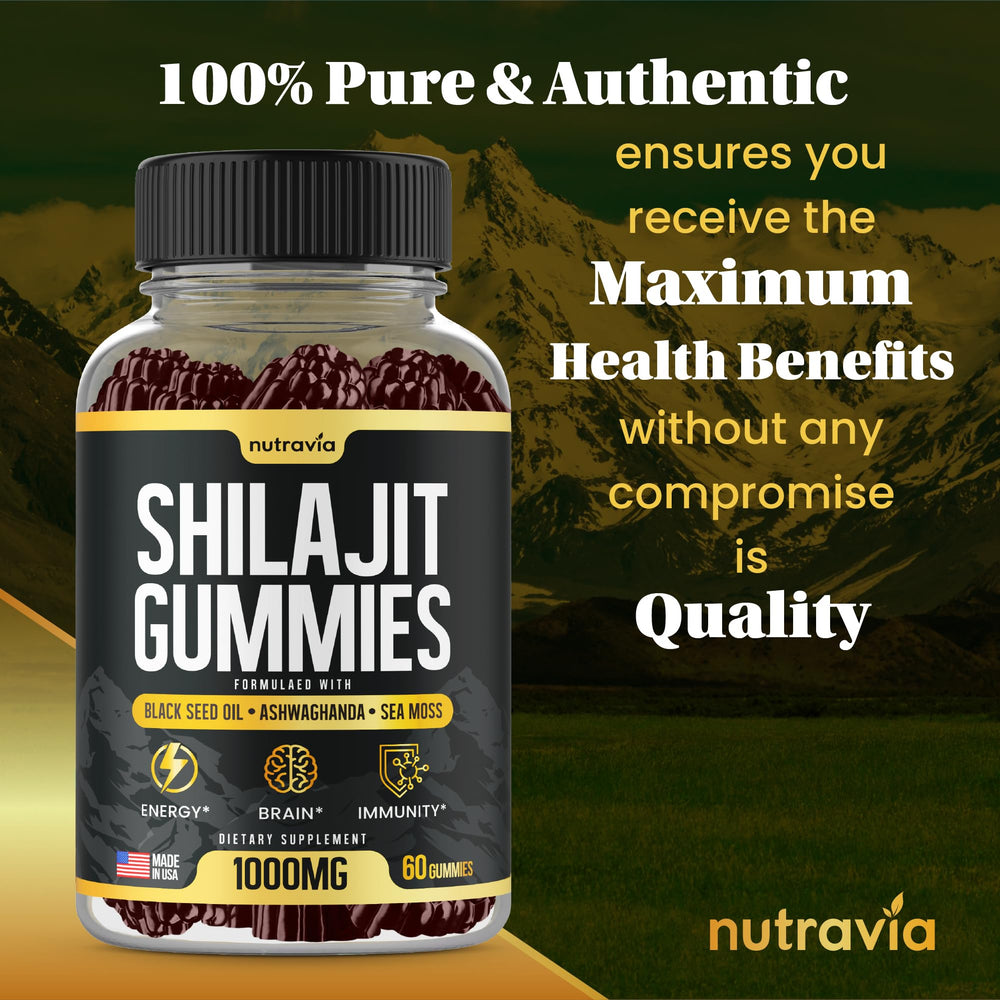 Nutravia Shilajit Gummies with Ashwagandha for stress support