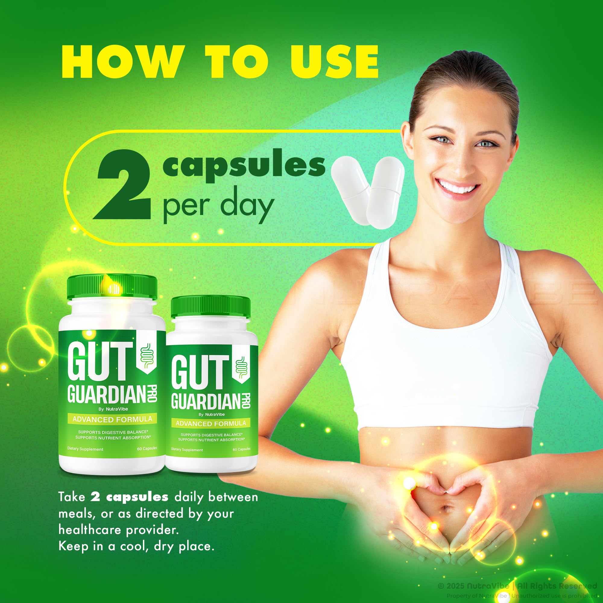 NutraVibe Gut Guardian Pro daily-use scene conveying comfort after meals
