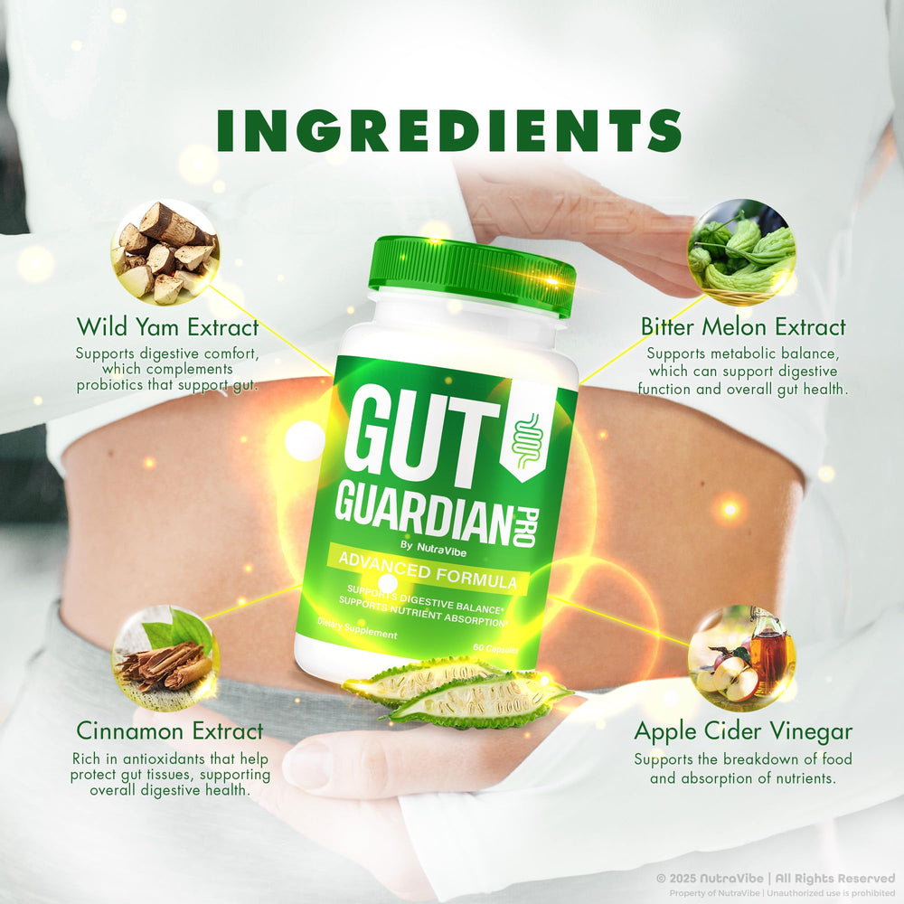 NutraVibe Gut Guardian Pro pour with water illustrating simple daily use
