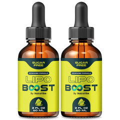 NutraVibe Lipo Boost bottle with dropper delivering quick daily energy support.