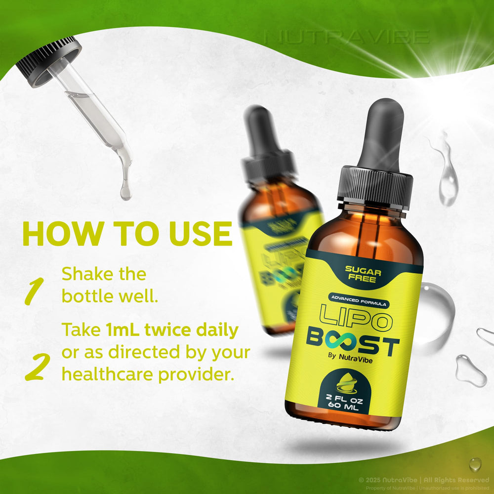 Compact NutraVibe Lipo Boost packaging ideal for travel and on-the-go.