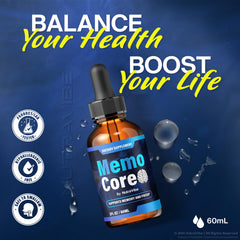 NutraVibe Memo Core ingredients blend close-up highlighting natural liquid formula