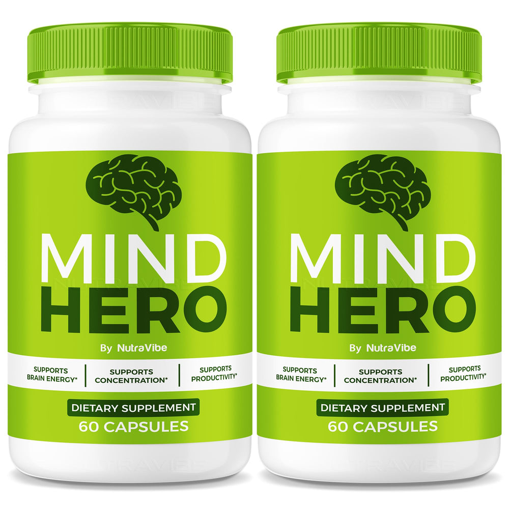 NutraVibe Mind Hero capsules bottle for everyday focus support.