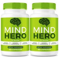 NutraVibe Mind Hero capsules bottle for everyday focus support.