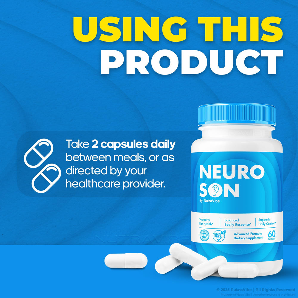 NutraVibe NeuroSon capsule close-up conveys discreet daily care.