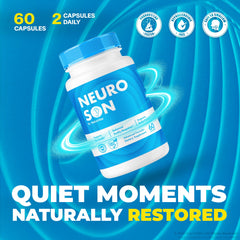 NutraVibe NeuroSon packaging emphasizes clean, natural ingredients for ear comfort.