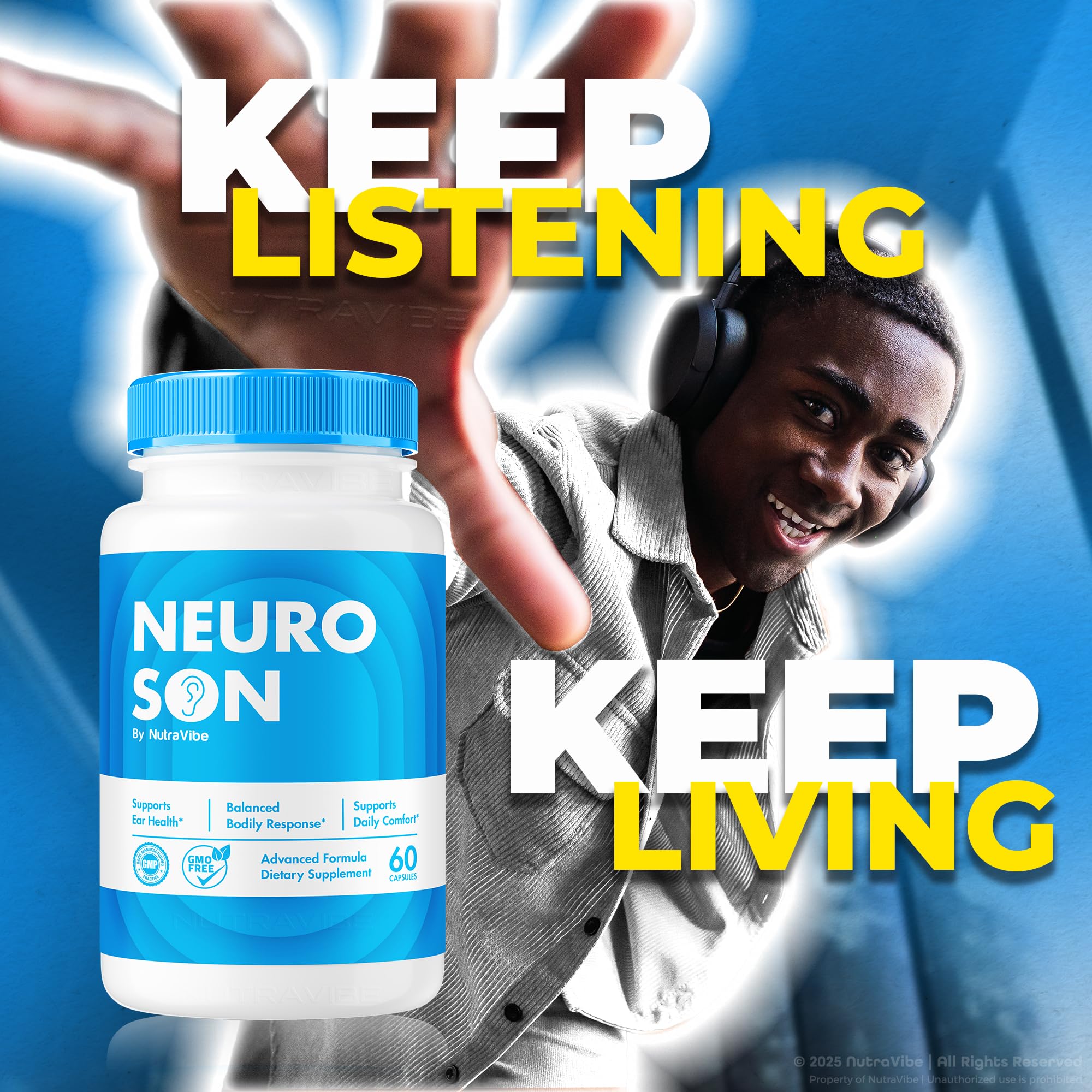 NutraVibe NeuroSon serene balance scene implies inner calm through daily care.