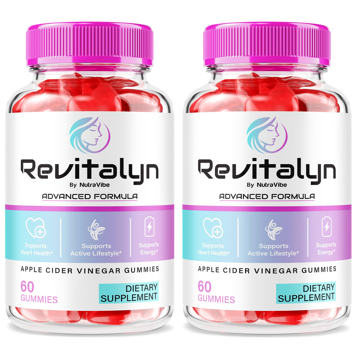 NutraVibe Revitalyn Gummies bottle front view for convenient beauty and fitness support.
