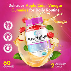 NutraVibe Revitalyn Gummies closeup texture shows chewable ACV experience.