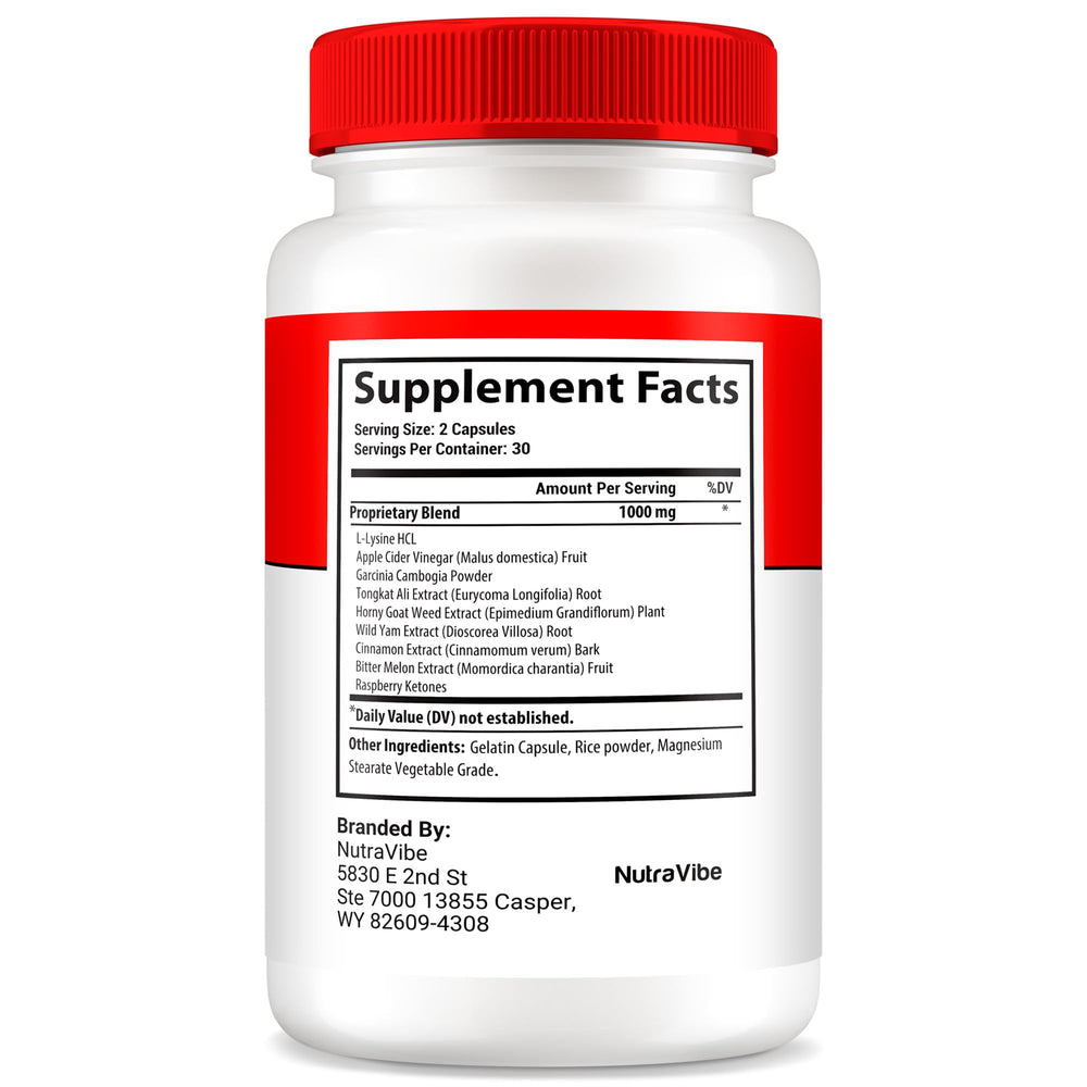 NutraVibe Vitaflow Max bottle label highlighting natural ingredients and daily balance