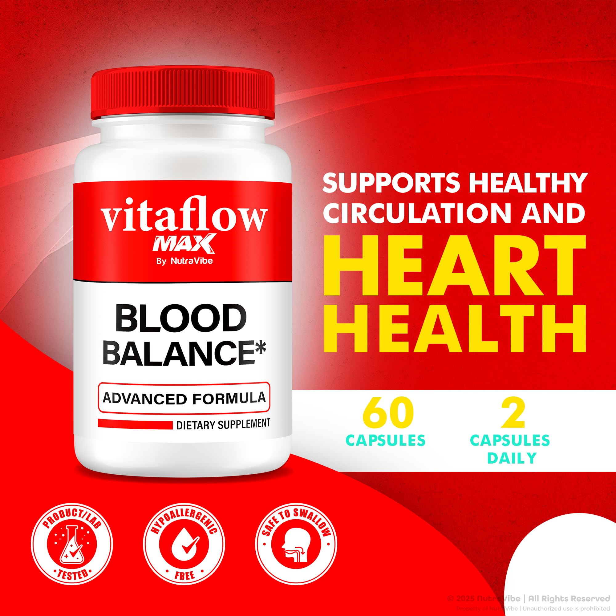 NutraVibe Vitaflow Max bottle being poured for convenient daily intake